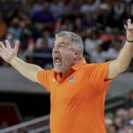 
              Auburn head coach Bruce Pearl reacts to a call during the first half of an NCAA college basketball game against LSU Wednesday, Dec. 29, 2021, in Auburn, Ala. (AP Photo/Butch Dill)
            