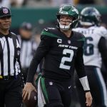 
              New York Jets quarterback Zach Wilson walks off the field during the first half of an NFL football game against the Philadelphia Eagles, Sunday, Dec. 5, 2021, in East Rutherford, N.J. (AP Photo/Seth Wenig)
            
