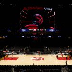 
              State Farm Arena is viewed before an NBA basketball game between the Atlanta Hawks and the Houston Rockets, Monday, Dec. 13, 2021, in Atlanta. (AP Photo/Hakim Wright Sr.)
            