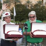 
              John Daly, right, stands with his son John Daly II after winning the PNC Championship golf tournament, Sunday, Dec. 19, 2021, in Orlando, Fla. (AP Photo/Scott Audette)
            