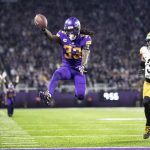 
              Minnesota Vikings running back Dalvin Cook (33) jumps into the end zone near Pittsburgh Steelers free safety Minkah Fitzpatrick (39) for a touchdown run in the second quarter of an NFL football game in Minneapolis, Thursday, Dec. 9, 2021. (Jerry Holt/Star Tribune via AP)
            
