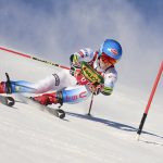 
              United States' Mikaela Shiffrin speeds down the slope during the first run of an alpine ski, women's World Cup giant slalom, in Courchevel, France, Tuesday, Dec. 21, 2021. (AP Photo/Marco Trovati)
            