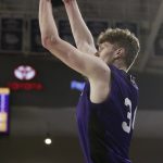 
              North Alabama forward Dallas Howell shoots during the first half of an NCAA college basketball game against Gonzaga, Tuesday, Dec. 28, 2021, in Spokane, Wash. (AP Photo/Young Kwak)
            