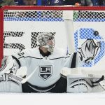 
              Los Angeles Kings goaltender Jonathan Quick (32) makes a save on a shot by the Tampa Bay Lightning during the first period of an NHL hockey game Tuesday, Dec. 14, 2021, in Tampa, Fla. (AP Photo/Chris O'Meara)
            