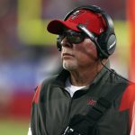 
              Tampa Bay Buccaneers head coach Bruce Arians during the first half of an NFL football game against the Buffalo Bills Sunday, Dec. 12, 2021, in Tampa, Fla. (AP Photo/Mark LoMoglio)
            