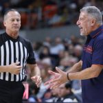 
              Auburn coach Bruce Pearl reacts to a call during the first half of the team's NCAA college basketball game against Central Florida on Wednesday, Dec. 1, 2021, in Auburn, Ala. (AP Photo/Butch Dill)
            