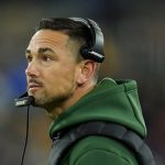 
              Green Bay Packers head coach Matt LaFleur watches the second half of an NFL football game against the Baltimore Ravens, Sunday, Dec. 19, 2021, in Baltimore. (AP Photo/Julio Cortez)
            