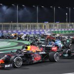 
              Red Bull driver Max Verstappen of the Netherlands in action in front of Mercedes driver Lewis Hamilton of Britain during the Formula One corniche circuit, in Jiddah, Saudi Arabia, Sunday, Dec. 5, 2021. (AP Photo/Amr Nabil)
            
