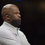 
              Atlanta Hawks coach Nate McMillan watches during the first half of the team's NBA basketball game against the Orlando Magic on Wednesday, Dec. 22, 2021, in Atlanta. (AP Photo/Hakim Wright Sr.)
            
