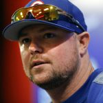 
              CORRECTS TO TURNED 38 ON FRIDAY, JAN. 7, NOT JAN. 14 - FILE - Chicago Cubs pitcher Jon Lester speaks during a media availability before Game 1 of baseball's National League Division Series against the Washington Nationals at Nationals Park, Friday, Oct. 6, 2017, in Washington. Lester, a durable left-hander who won three World Series titles during 16 years in the majors, has announced his retirement. Lester, who turned 38 on Friday, , Jan. 7, 2022, finishes with a 200-117 record and a 3.66 ERA in 452 career games, including 451 starts. He also has been a reliable postseason performer, compiling a 2.51 ERA in 26 appearances. (AP Photo/Pablo Martinez Monsivais, File)
            