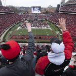 
              Georgia fans cheer during a victory celebration for the NCAA college football champions at Sanford Stadium in Athens, Ga., Saturday, Jan. 15, 2022. /Atlanta Journal-Constitution via AP)
            
