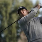 
              Seamus Power hits from the 13th tee during the third round of the American Express golf tournament at La Quinta Country Club, Saturday, Jan. 22, 2022, in La Quinta, Calif. (AP Photo/Marcio Jose Sanchez)
            