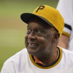 
              FILE - Gene Clines, a member of the 1971 World Champion Pittsburgh Pirates, takes part in a celebration of the 50th anniversary of the championship season before of a baseball game between the Pirates and the New York Mets in Pittsburgh, Saturday, July 17, 2021. Clines, part of the first all-minority lineup in Major League Baseball history and a line drive-hitting outfielder for the 1971 World Series champion Pittsburgh Pirates, died Thursday, Jan. 27, 2022. He was 75. Clines’ wife, Joanne, told the Pirates that Clines died at his home in Bradenton, Florida. (AP Photo/Gene J. Puskar, FIle)
            