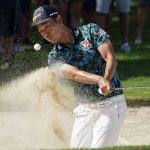
              Kevin Na hits out of the ninth bunker during the second round of the Sony Open golf tournament, Friday, Jan. 14, 2022, at Waialae Country Club in Honolulu. (AP Photo/Matt York)
            