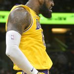 
              Los Angeles Lakers forward LeBron James (6) reacts after scoring during the first half of an NBA basketball game against the Orlando Magic, Friday, Jan. 21, 2022, in Orlando, Fla. (AP Photo/Phelan M. Ebenhack)
            