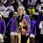 
              LSU head coach Kim Mulkey reacts to a play in the first half of an NCAA college basketball game against South Carolina in Baton Rouge, Thursday, Jan. 6, 2022. (AP Photo/Derick Hingle)
            