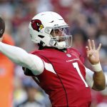 
              Arizona Cardinals quarterback Kyler Murray throws a pass against the Seattle Seahawks during the first half of an NFL football game Sunday, Jan. 9, 2022, in Glendale, Ariz. (AP Photo/Ralph Freso)
            