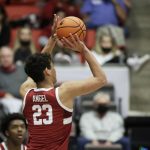 
              Stanford forward Brandon Angel shoots during the first half of an NCAA college basketball game against Washington State, Thursday, Jan. 13, 2022, in Pullman, Wash. (AP Photo/Young Kwak)
            