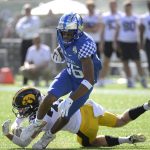 
              Kentucky wide receiver DeMarcus Harris (86) breaks free from Iowa defensive back Riley Moss (33) after catching a pass during the first half of the Citrus Bowl NCAA college football game, Saturday, Jan. 1, 2022, in Orlando, Fla. (AP Photo/Phelan M. Ebenhack)
            