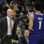 
              Seton Hall head coach Kevin Willard yells to Bryce Aiken (1) during the first half of an NCAA college basketball game against Marquette,  Saturday, Jan. 15, 2022, in Milwaukee. (AP Photo/Aaron Gash)
            
