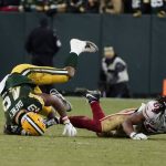 
              San Francisco 49ers' Fred Warner breaks up a pass intended for Green Bay Packers' Dominique Dafneyduring the first half of an NFC divisional playoff NFL football game Saturday, Jan. 22, 2022, in Green Bay, Wis. (AP Photo/Morry Gash)
            