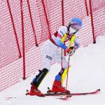 
              United States' Mikaela Shiffrin fails to complete the second run of an alpine ski, World Cup women's slalom in Kranjska Gora, Slovenia, Sunday, Jan. 9, 2022. (AP Photo/Pier Marco Tacca)
            