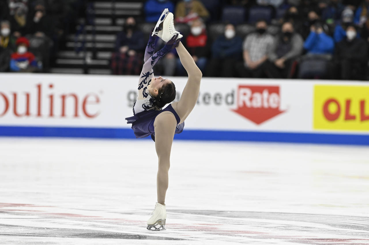 Isabeau Levito competes in the women's free skate program during the U.S. Figure Skating Championsh...