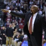 
              Indiana coach Mike Woodson shouts during the first half of the team's NCAA college basketball game against Purdue, Thursday, Jan. 20, 2022, in Bloomington, Ind. (Darron Cummings)
            