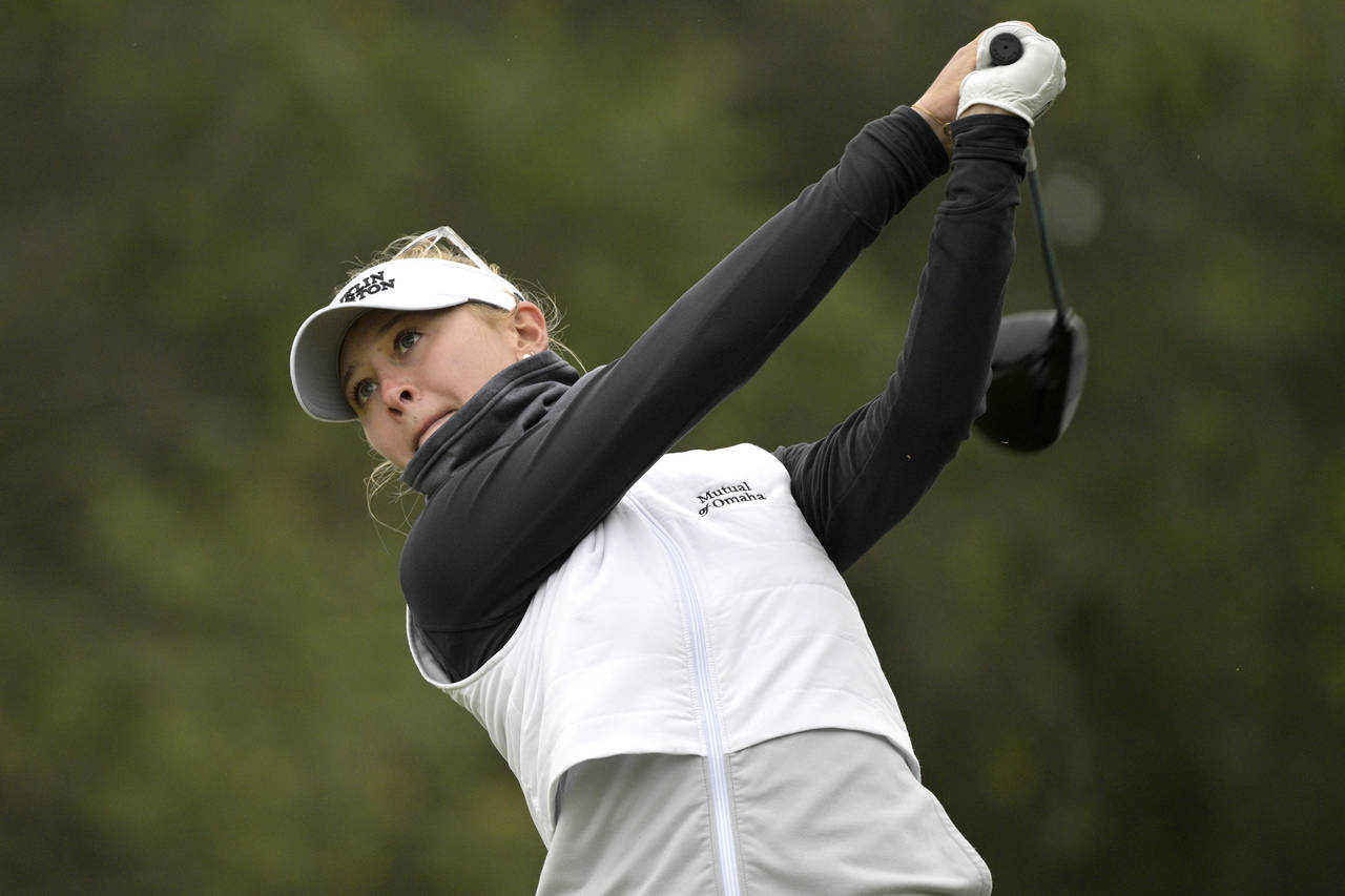 Jessica Korda tees off on the second hole during the third round of the Tournament of Champions LPG...