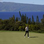 
              Justin Thomas waves after making birdie on the 13th green during the third round of the Tournament of Champions golf event, Saturday, Jan. 8, 2022, at Kapalua Plantation Course in Kapalua, Hawaii. (AP Photo/Matt York)
            
