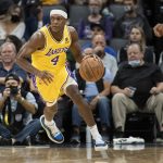 
              FILE - Los Angeles Lakers guard Rajon Rondo (4) dribbles the ball up the court against the Sacramento Kings during the first quarter of an NBA basketball game in Sacramento, Calif., Thursday, Oct. 14, 2021. Cleveland completed its acquisition of the 35-year-old Rondo on Monday, Jan. 3, 2021, finalizing their trade with the Los Angeles Lakers and what became a three-team deal also involving the New York Knicks. (AP Photo/Randall Benton, File)
            