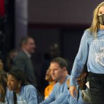 
              Tennessee head coach Kellie Harper looks on as she walks near her bench during the first half of an NCAA college basketball game against Georgia, Sunday, Jan. 23, 2022, in Athens, Ga. (AP Photo/Hakim Wright Sr.)
            