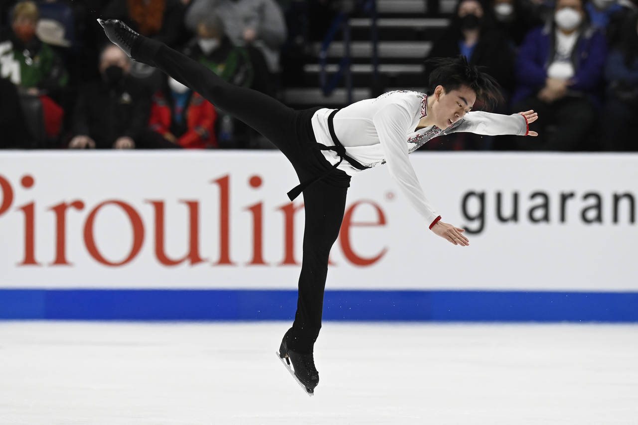 Vincent Zhou competes in the men's free skate program during the U.S. Figure Skating Championships ...