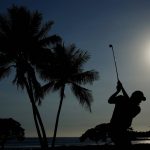 
              Matt Kuchar plays his shot from the 17th tee during the third round of the Sony Open golf tournament, Saturday, Jan. 15, 2022, at Waialae Country Club in Honolulu. (AP Photo/Matt York)
            