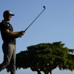 
              Seamus Power plays his shot from the 17th tee during the third round of the Sony Open golf tournament, Saturday, Jan. 15, 2022, at Waialae Country Club in Honolulu. (AP Photo/Matt York)
            