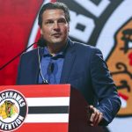 
              FILE - Former Chicago Blackhawks player Eddie Olczyk speaks during the NHL hockey team's convention in Chicago, July 26, 2019. Former Blackhawks forwards Olczyk, Marian Hossa and Patrick Sharp have agreed to help the team in its search for a new general manager. (AP Photo/Amr Alfiky, File)
            
