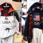 
              This combination of photos shows uniforms for the Team USA Beijing winter Olympics opening ceremony, left, and closing ceremony,  designed by Ralph Lauren, on display Wednesday, Jan. 19, 2022, in New York. (Photos by Evan Agostini/Invision/AP)
            