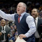 
              Texas A&M head coach Buzz Williams reacts during the first half of an NCAA college basketball game against LSU in Baton Rouge, La., Wednesday, Jan. 26, 2022. (AP Photo/Matthew Hinton)
            