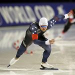
              FILE -  United States' Joey Mantia skates during the men's 1500-meter World Cup speedskating race at the Utah Olympic Oval Saturday, Dec. 4, 2021, in Kearns, Utah. Mantia is the gold-medal favorite in the 1,500 and his veteran presence guides the U.S. as a favorite in the team pursuit.(AP Photo/Rick Bowmer, File)
            