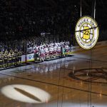 
              The #22 of Boston Bruin Willie O'Ree is hoisted to the rafters of the TD Boston Garden during a ceremony prior to an NHL hockey game, Tuesday, Jan. 18, 2022, in Boston. O'Ree, the NHL's first Black player, attended the ceremony remotely via video. (AP Photo/Charles Krupa)
            