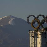 
              Olympic Rings assembled atop of a structure stand out near a ski resort on the outskirts of Beijing, China, Thursday, Jan. 13, 2022. The Chinese capital is gearing up for the Winter Olympics the midst of COVID-19 outbreaks in several Chinese cities which have been locked down. (AP Photo/Ng Han Guan)
            