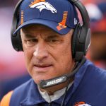 
              FILE - Denver Broncos head coach Vic Fangio looks on before an NFL football game against the Los Angeles Chargers Sunday, Nov. 28, 2021, in Denver. Fangio has been fired as coach of the Denver Broncos after going 19-30 in three seasons. Fangio was fired Sunday morning, Jan. 9, 2022, one day after Denver’s season-ending 28-24 loss to Kansas City. (AP Photo/Jack Dempsey, File)
            