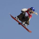 
              FILE -Anna Gasser, of Austria, jumps for the second time in the women's Big Air snowboard final at the 2018 Winter Olympics in Pyeongchang, South Korea, Thursday, Feb. 22, 2018. More than 20 years after their sport was brought into the Olympics to give the Games a more vibrant feel, snowboarders still feel like second-class citizens.  (AP Photo/Matthias Schrader, File)
            