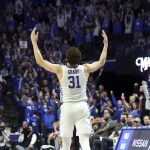 
              Kentucky's Kellan Grady (31) reacts after hitting his fourth 3-point basket of an NCAA college basketball game during the second half against Florida in Lexington, Ky., Saturday, Feb. 12, 2022. (AP Photo/James Crisp)
            