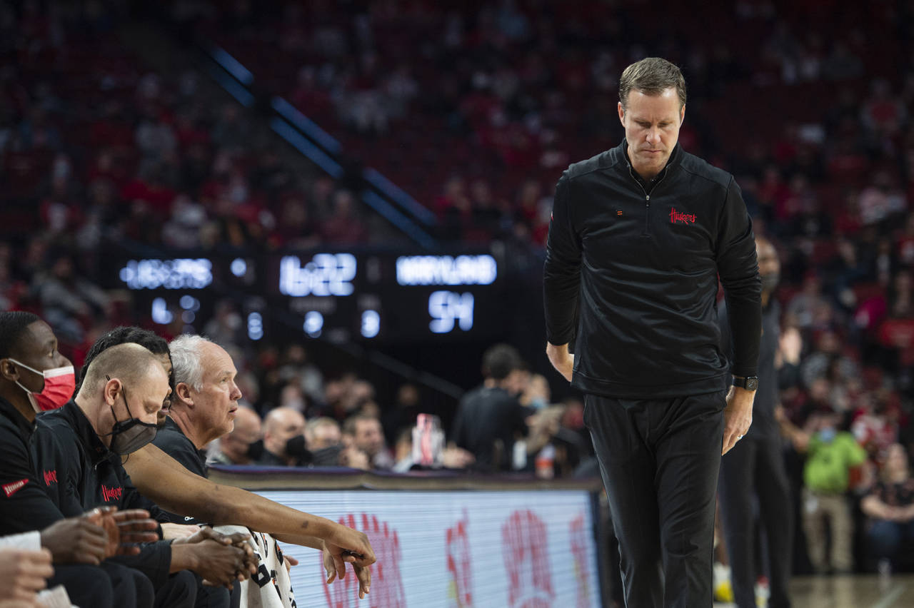 Nebraska coach Fred Hoiberg paces near the bench during the second half of the team's NCAA college ...