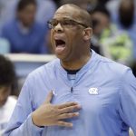 
              North Carolina head coach Hubert Davis directs the team against Duke during the first half of an NCAA college basketball game, Saturday, Feb. 5, 2022, in Chapel Hill, N.C. (AP Photo/Chris Seward)
            