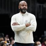 
              Cleveland Cavaliers head coach J.B. Bickerstaff looks on from the sideline during the second half of an NBA basketball game against the Atlanta Hawks Tuesday, Feb. 15, 2022, in Atlanta. (AP Photo/John Bazemore)
            