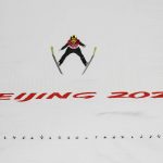 
              Ursa Bogataj, of Slovenia, soars through the air during the women's normal hill individual ski jumping final at the 2022 Winter Olympics, Saturday, Feb. 5, 2022, in Zhangjiakou, China. (AP Photo/Andrew Medichini)
            