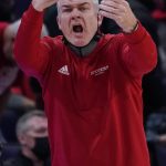 
              Rutgers coach Steve Pikiell calls to players during the first half of an NCAA college basketball game against Northwestern in Evanston, Ill., Tuesday, Feb. 1, 2022. (AP Photo/Nam Y. Huh)
            