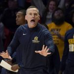 
              Murray State head coach Matt McMahon yells from the sidelines during the second half of an NCAA college basketball game against Southeast Missouri State Saturday, Feb. 26, 2022, in Cape Girardeau, Mo. Murray State won 70-68. (AP Photo/Jeff Roberson)
            